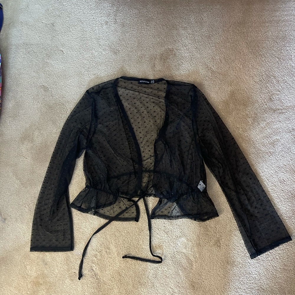black transparent cardigan